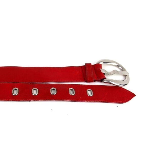 VINTAGE RED GENUINE LEATHER 1 1/8"Wd SOFT CASUAL DRESS WOMEN'S BELT Sz XS/S (B96 - Picture 10 of 11